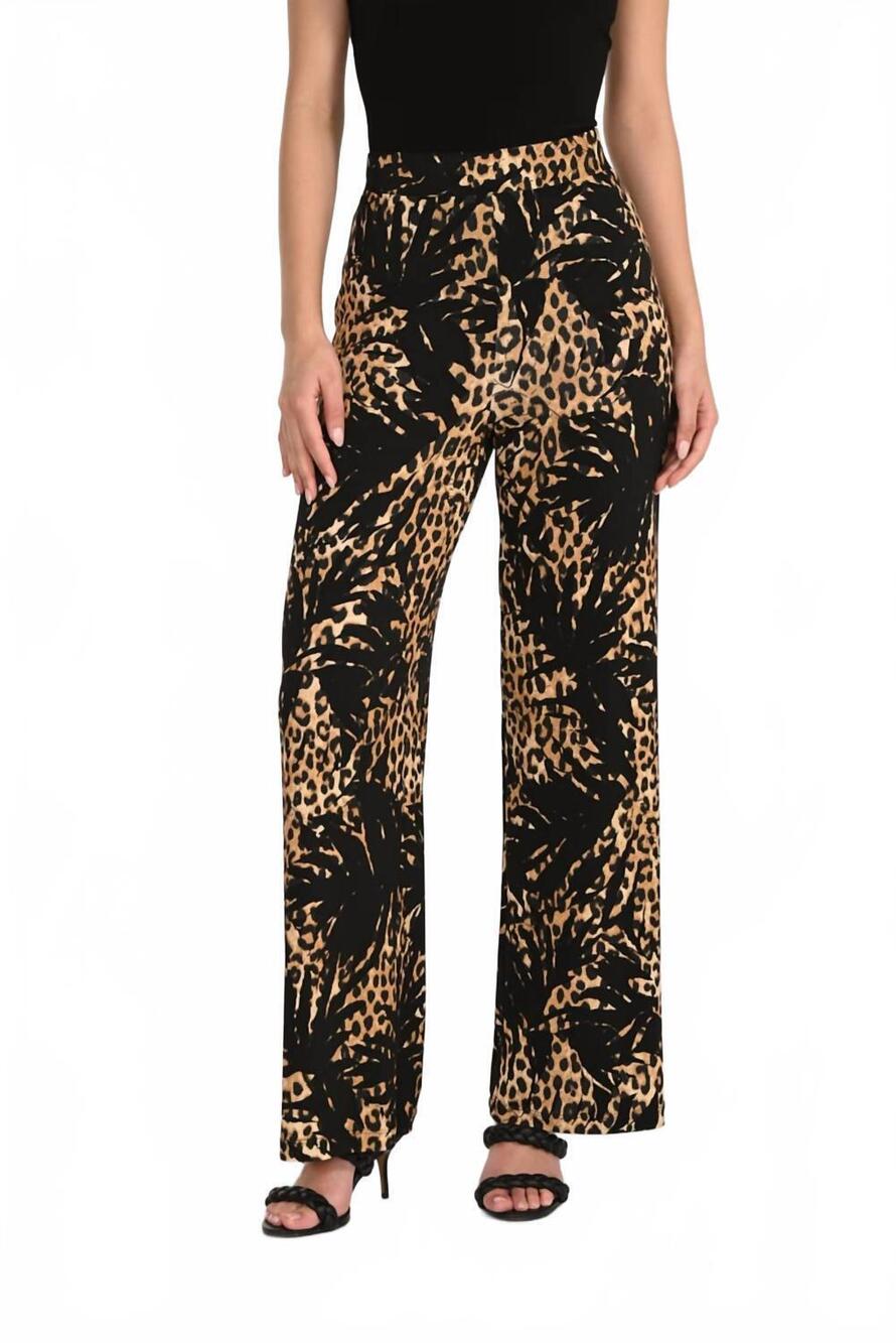 NEW FRANK LYMAN edgy high-waisted leopard trousers in black/tan